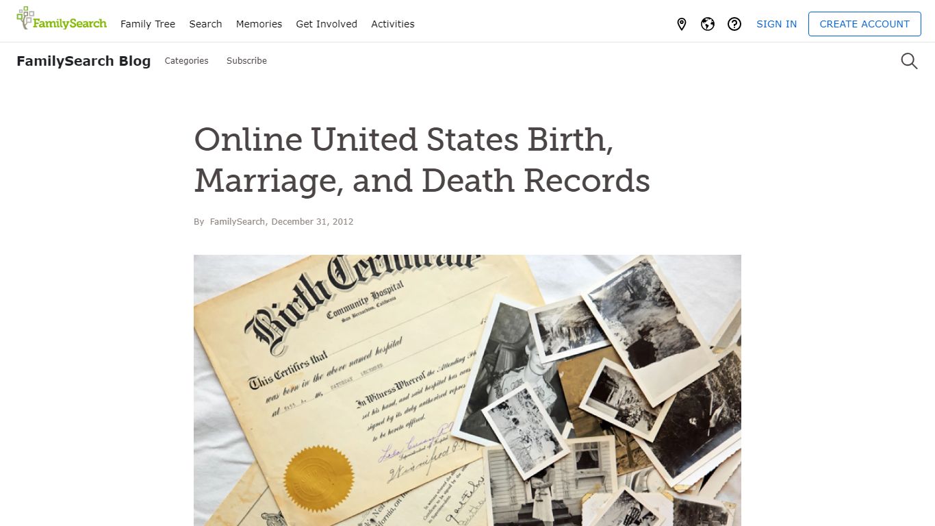 Online United States Birth, Marriage, and Death Records