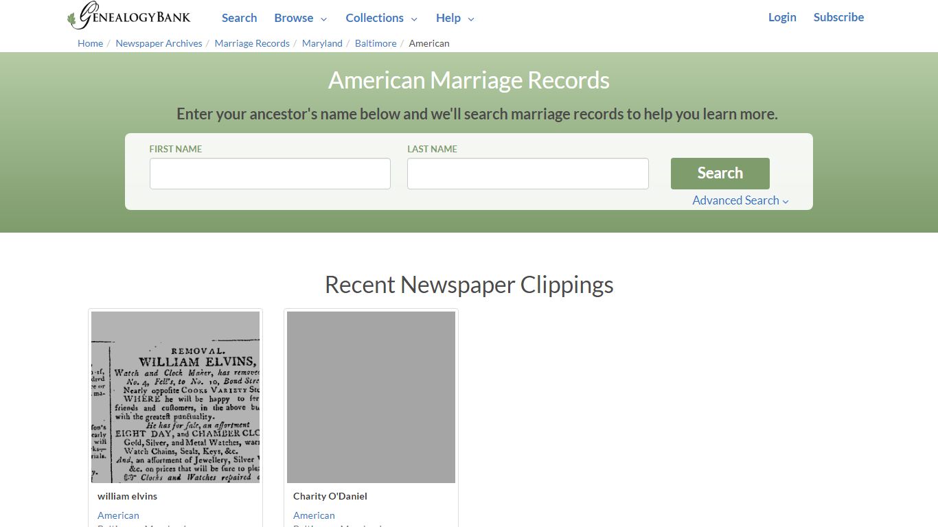 American Marriage Records Online Search - genealogybank.com